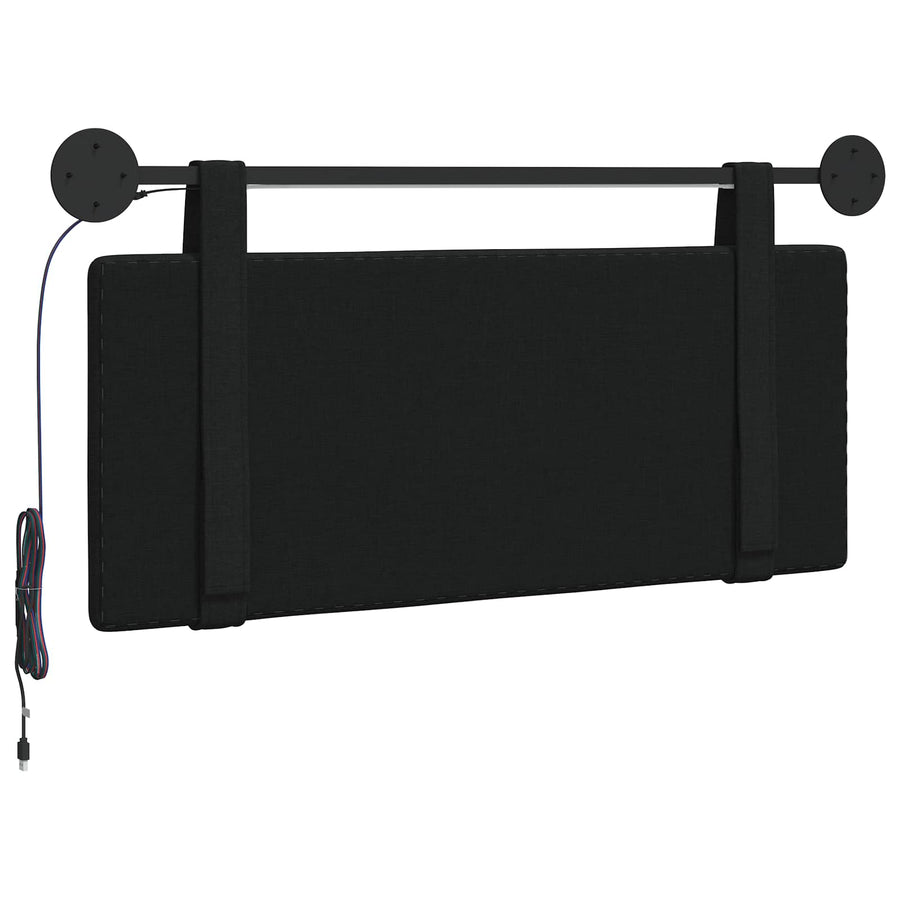 Hangend hoofdbord Met LED-verlichting Zwart Stof