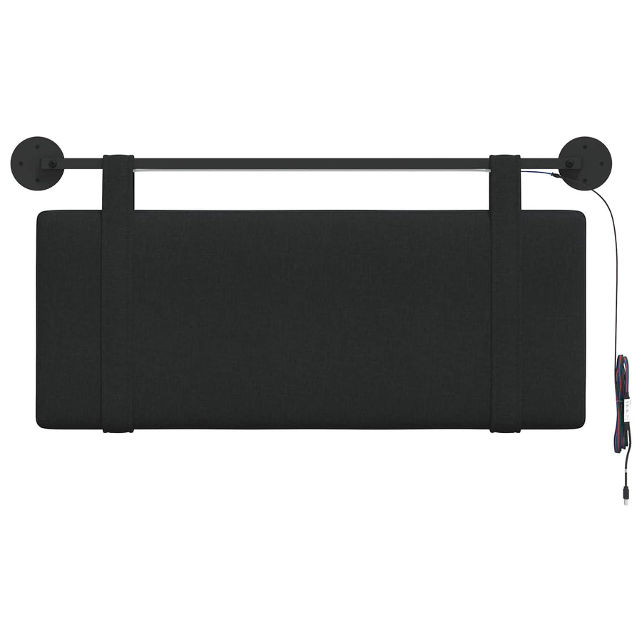 Hangend hoofdbord Met LED-verlichting Zwart Stof