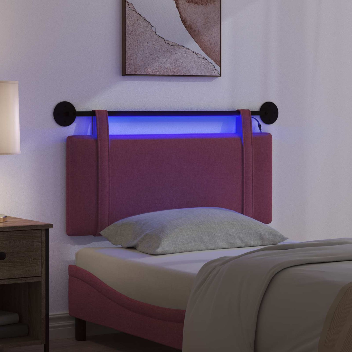Hangend hoofdbord Met LED-verlichting Wijnrood Stof