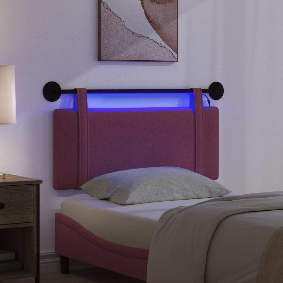 Hangend hoofdbord Met LED-verlichting Wijnrood Stof