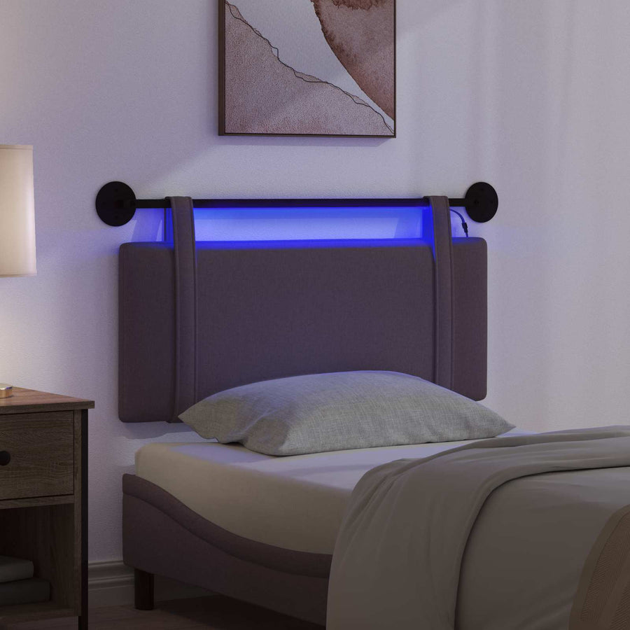 Hangend hoofdbord Met LED-verlichting Donkerbruin Stof
