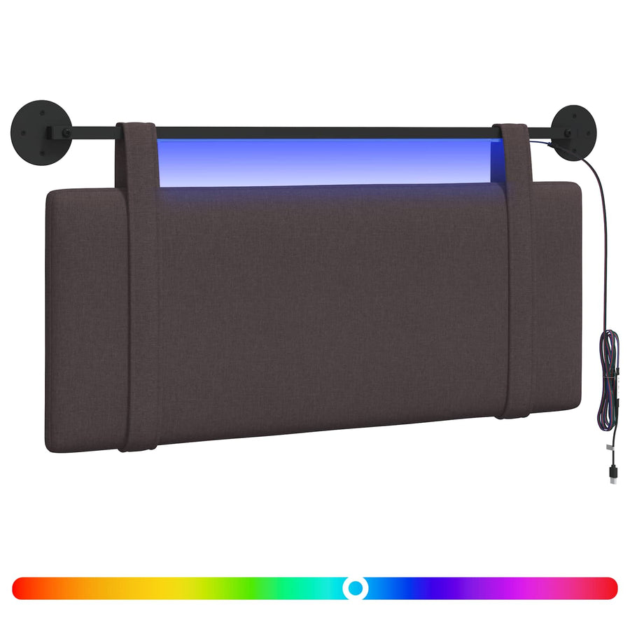 Hangend hoofdbord Met LED-verlichting Donkerbruin Stof