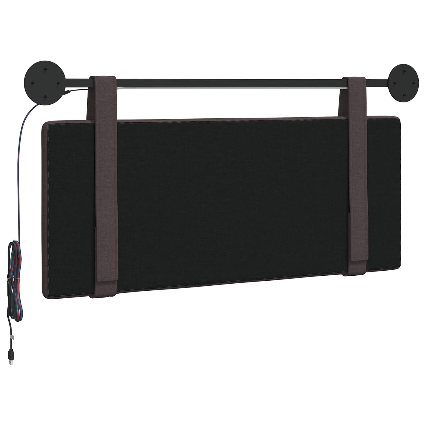 Hangend hoofdbord Met LED-verlichting Donkerbruin Stof