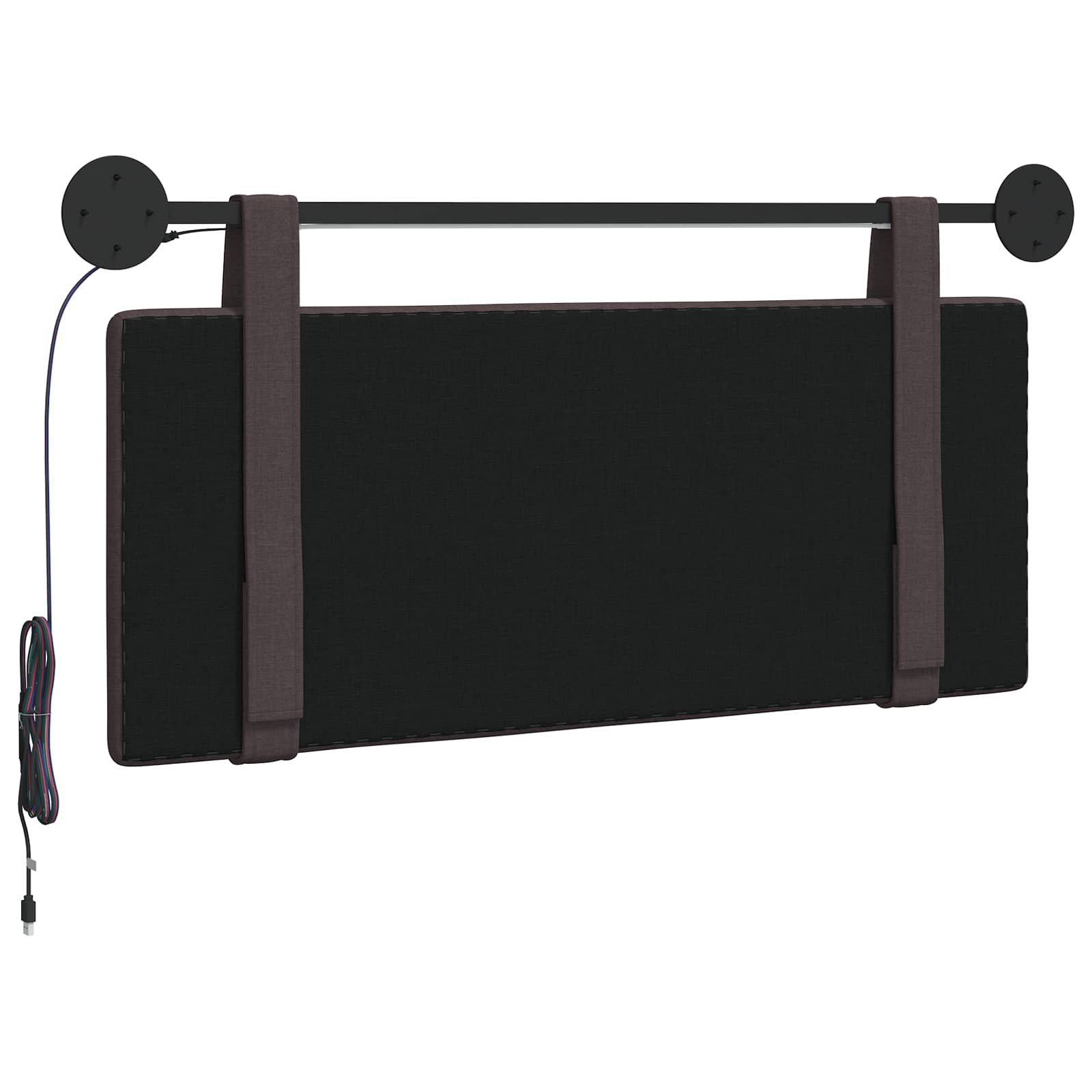 Hangend hoofdbord Met LED-verlichting Donkerbruin Stof