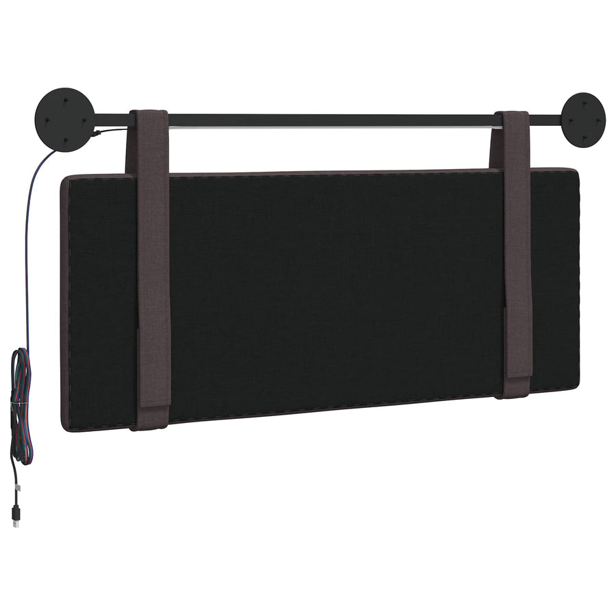 Hangend hoofdbord Met LED-verlichting Donkerbruin Stof