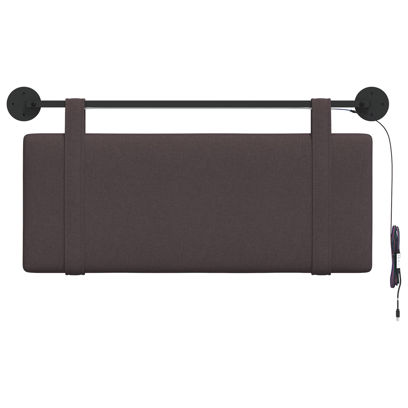 Hangend hoofdbord Met LED-verlichting Donkerbruin Stof