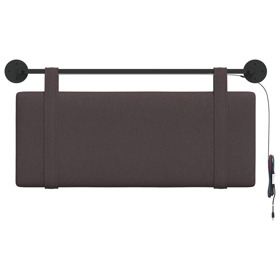 Hangend hoofdbord Met LED-verlichting Donkerbruin Stof