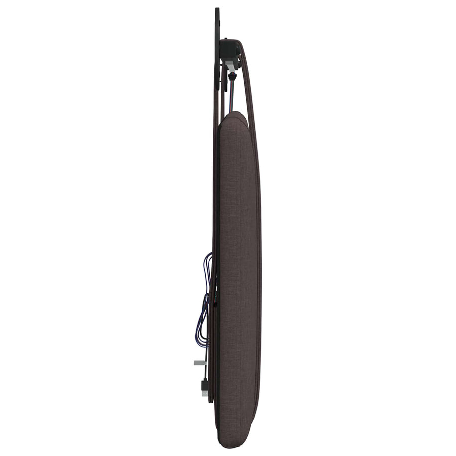 Hangend hoofdbord Met LED-verlichting Donkerbruin Stof