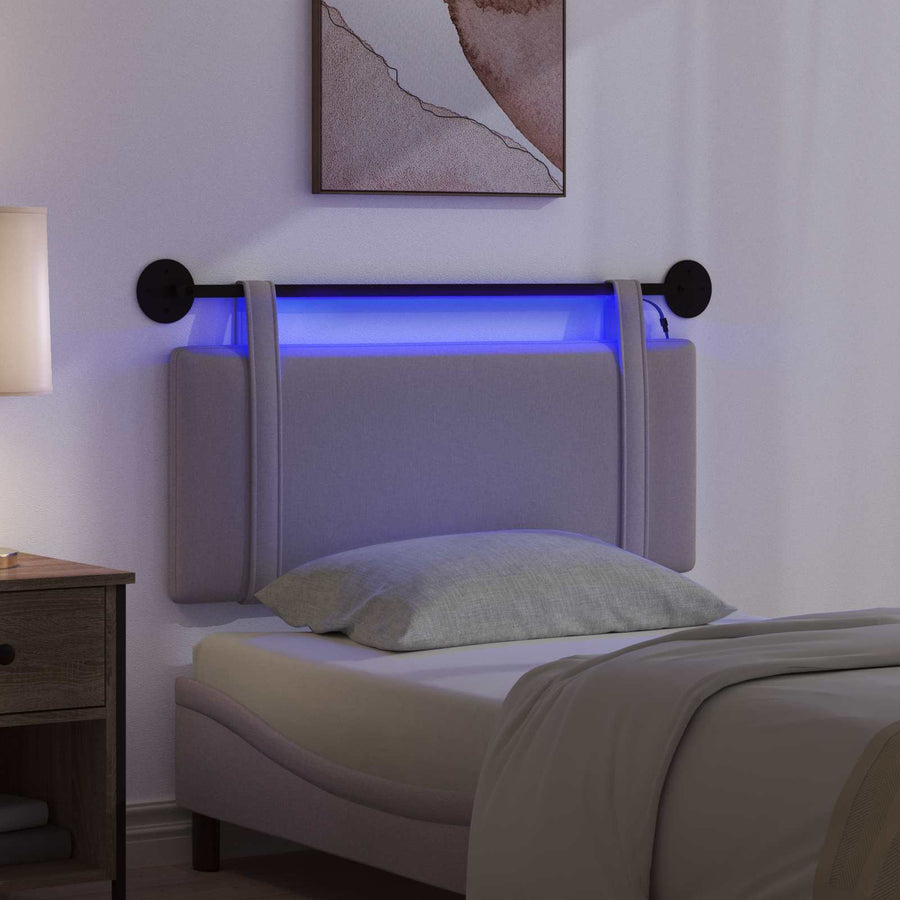 Hangend hoofdbord Met LED-verlichting Taupe Stof