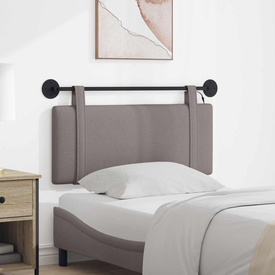 Hangend hoofdbord Met LED-verlichting Taupe Stof