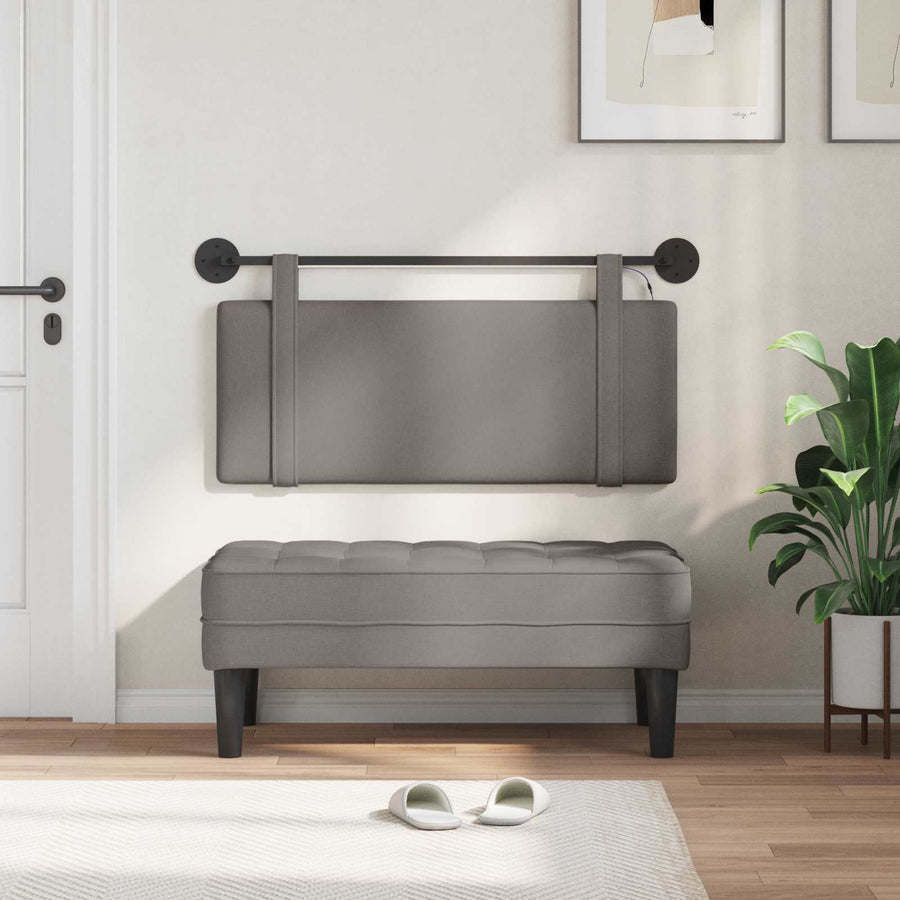 Hangend hoofdbord Met LED-verlichting Taupe Stof