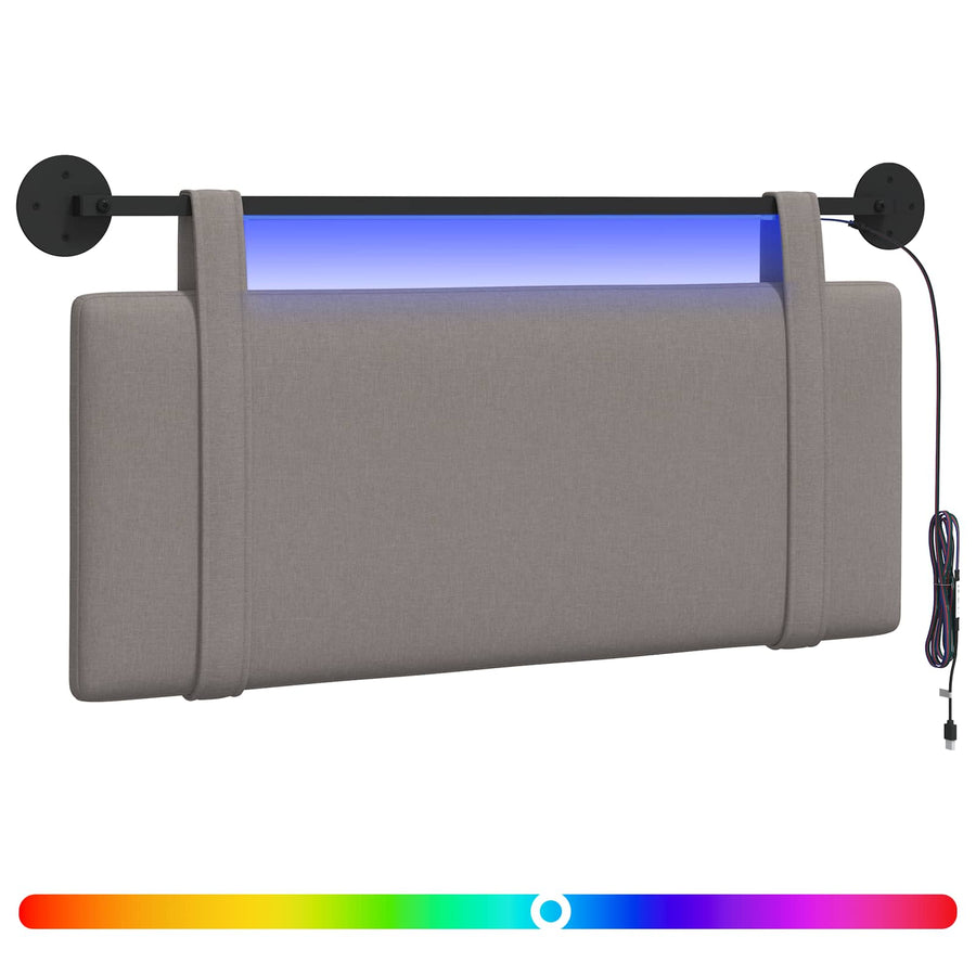 Hangend hoofdbord Met LED-verlichting Taupe Stof