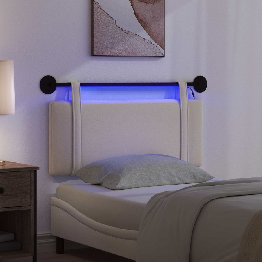 Hangend hoofdbord Met LED-verlichting Crèmekleurig Stof