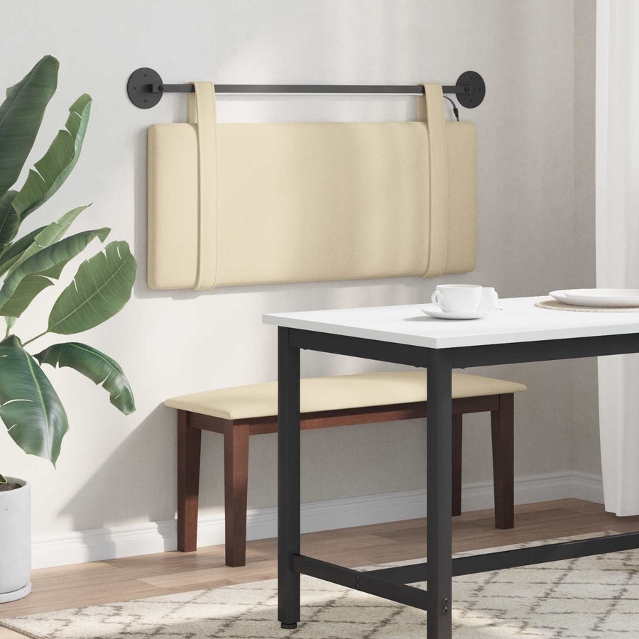 Hangend hoofdbord Met LED-verlichting Crèmekleurig Stof