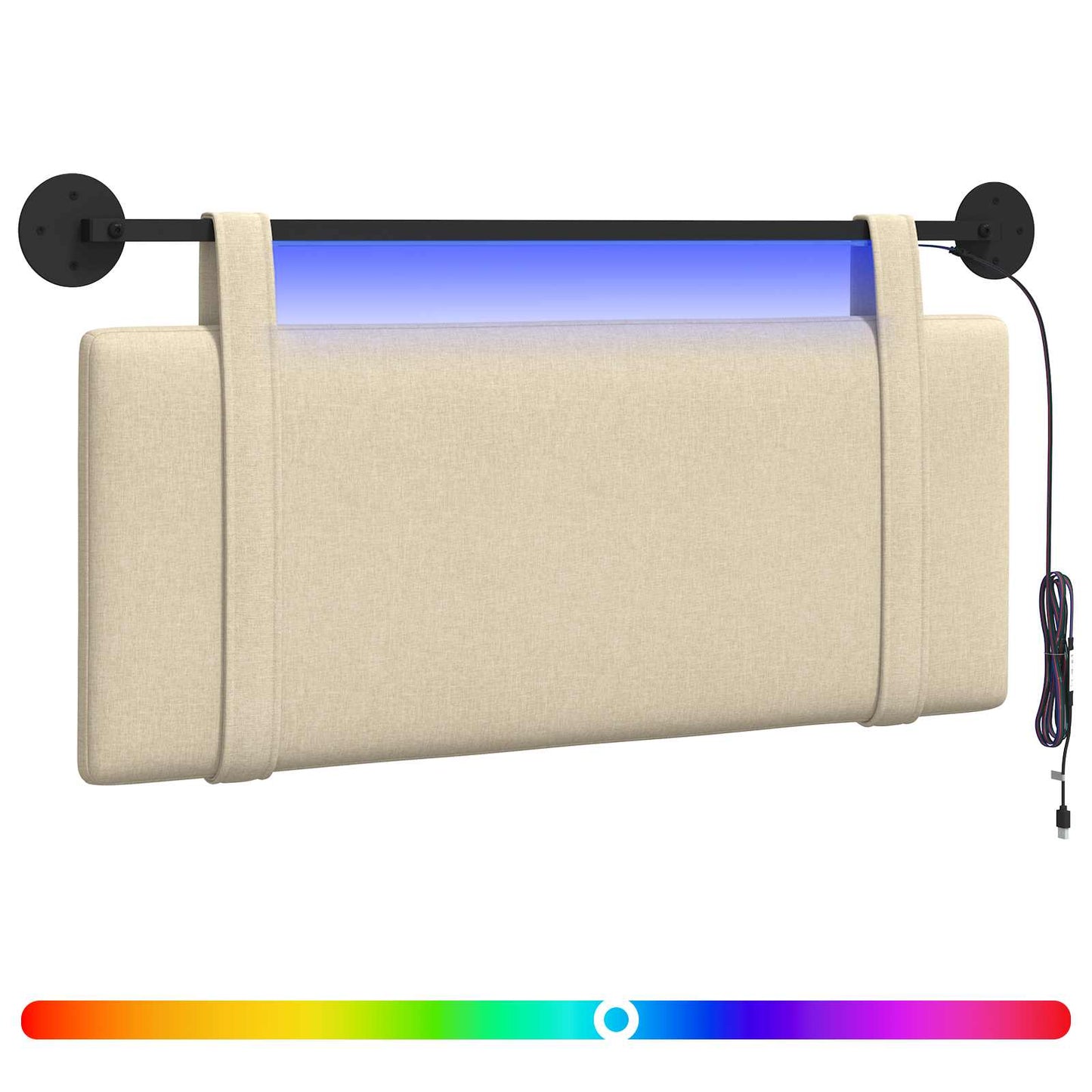 Hangend hoofdbord Met LED-verlichting Crèmekleurig Stof