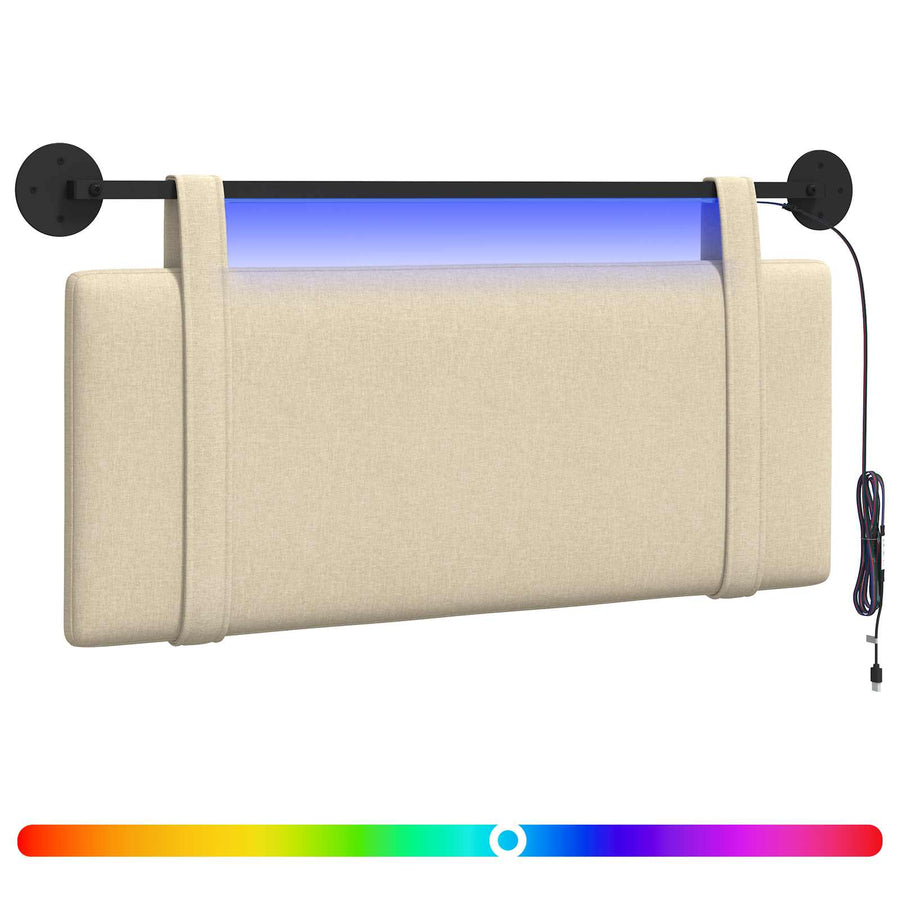 Hangend hoofdbord Met LED-verlichting Crèmekleurig Stof