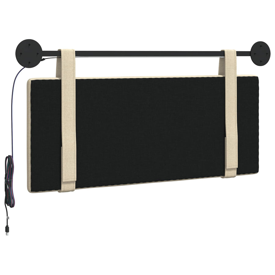 Hangend hoofdbord Met LED-verlichting Crèmekleurig Stof