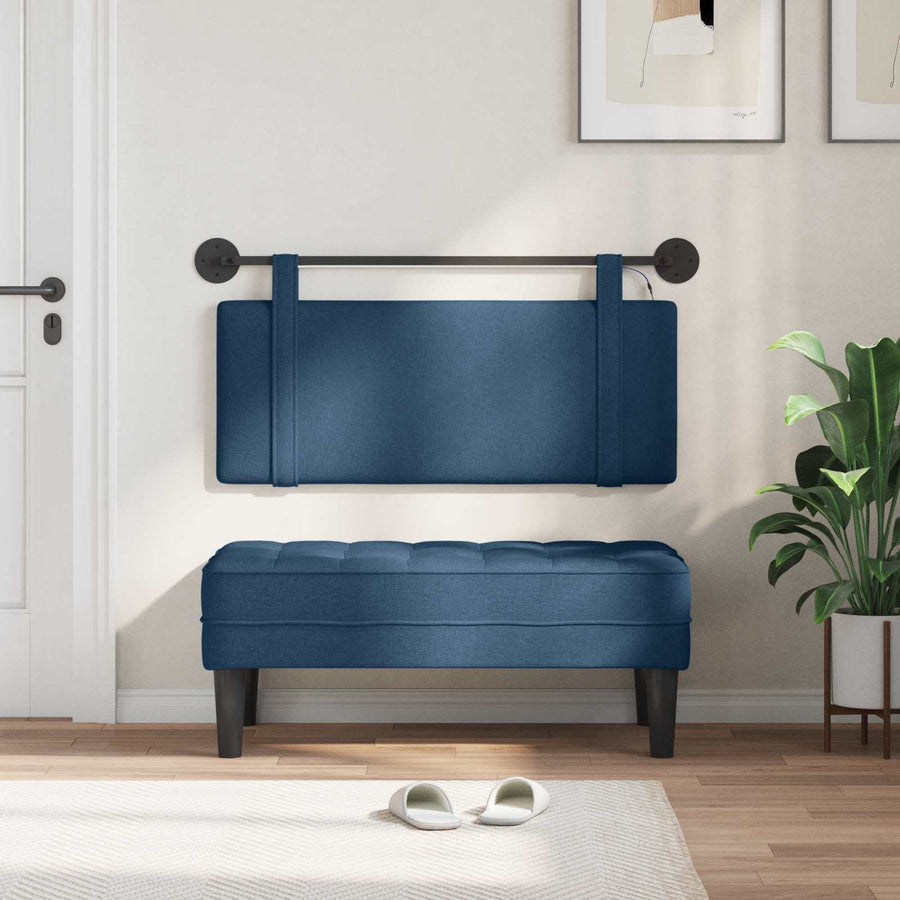 Hangend hoofdbord Met LED-verlichting Blauw Stof