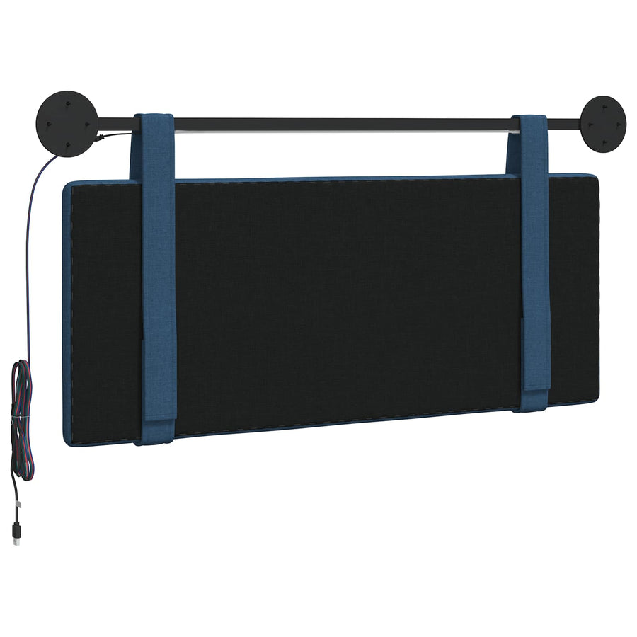 Hangend hoofdbord Met LED-verlichting Blauw Stof