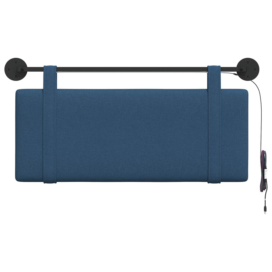 Hangend hoofdbord Met LED-verlichting Blauw Stof
