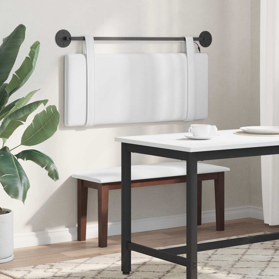 Hangend hoofdbord Met LED-verlichting Wit Stof
