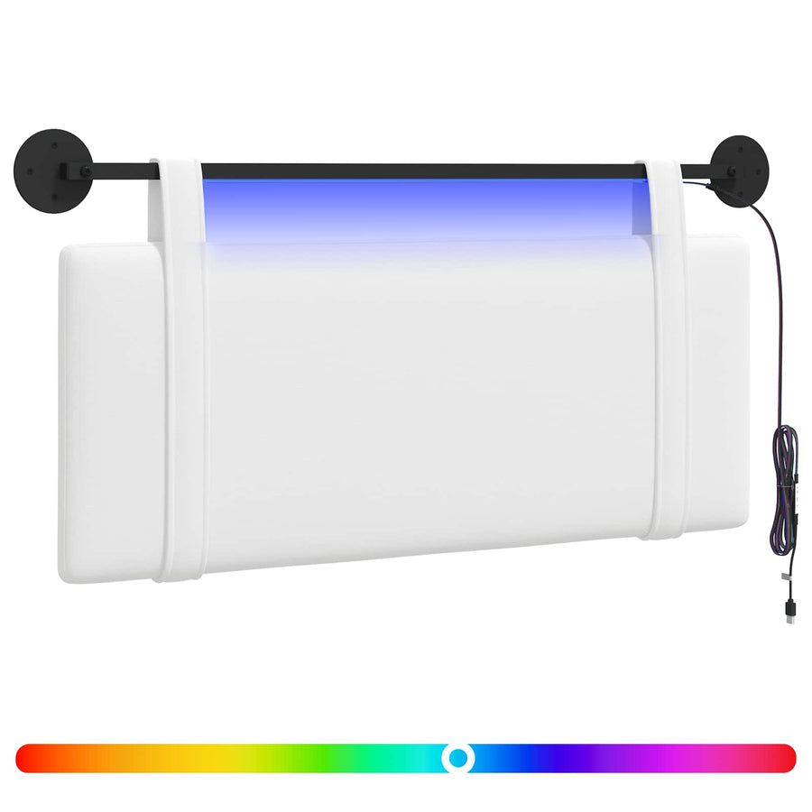 Hangend hoofdbord Met LED-verlichting Wit Stof