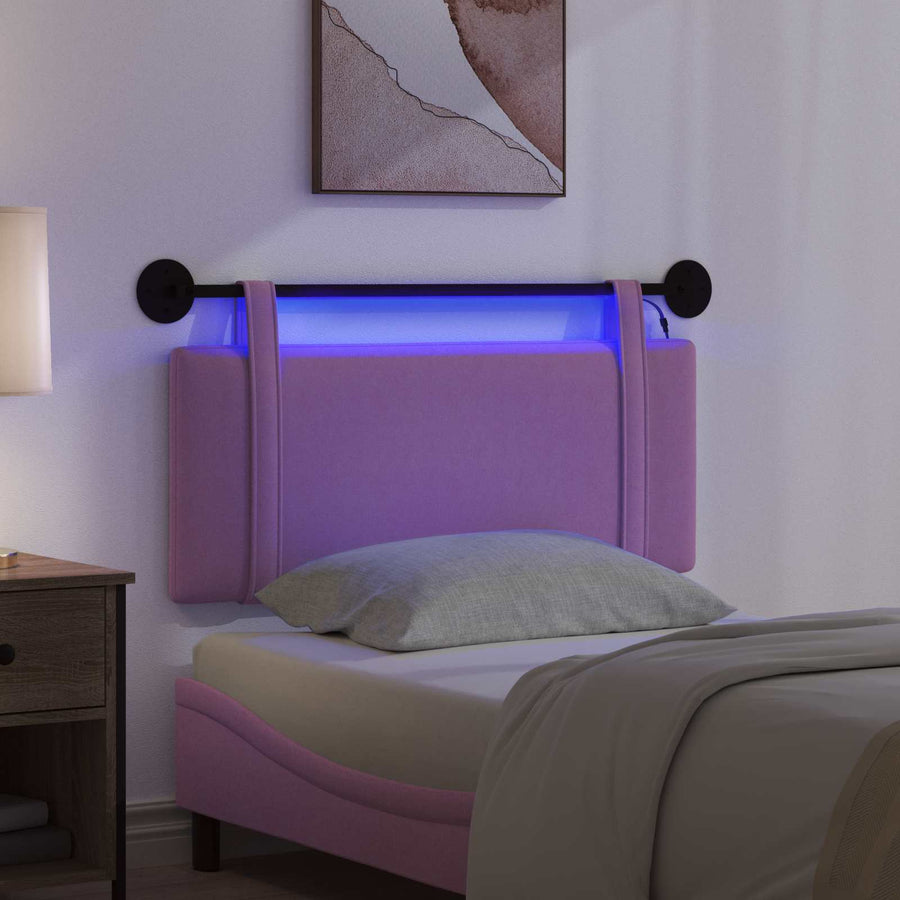 Hangend hoofdbord Met LED-verlichting Roze Stof