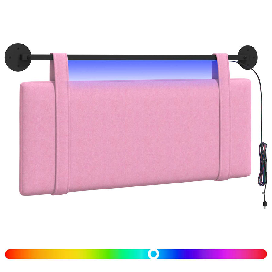 Hangend hoofdbord Met LED-verlichting Roze Stof