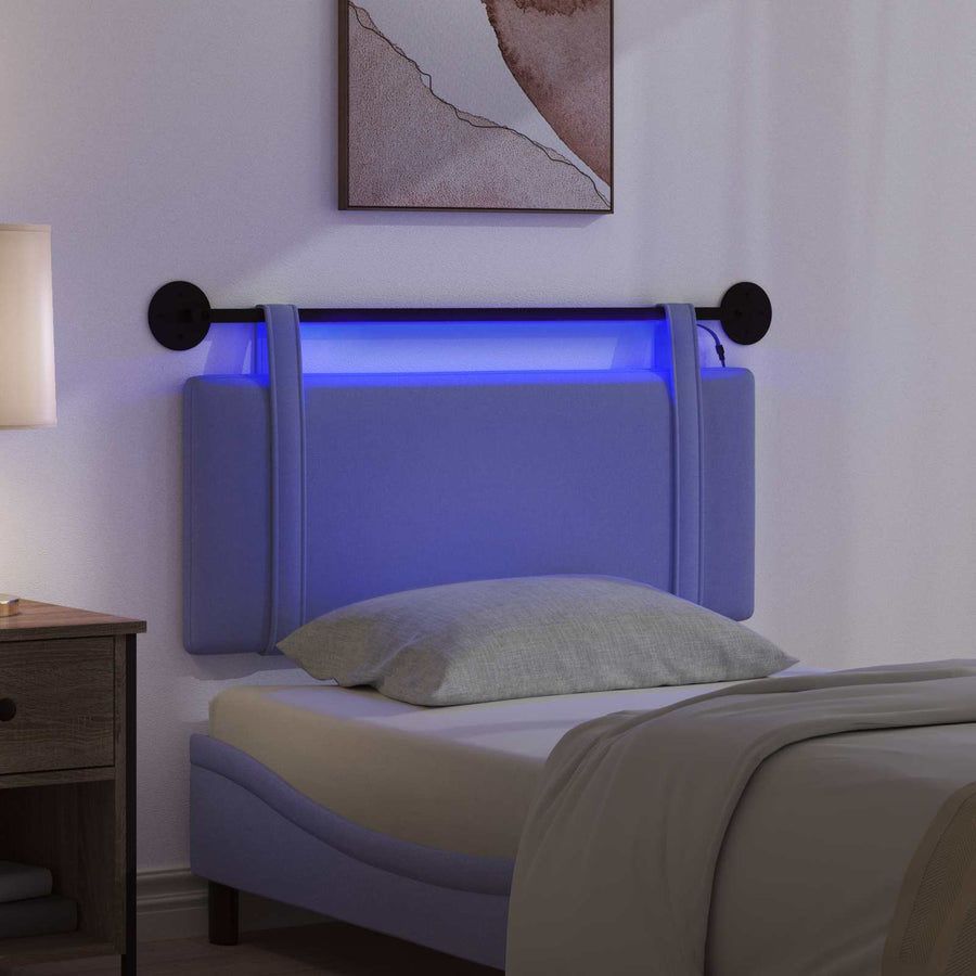 Hangend hoofdbord Met LED-verlichting Jeans Blauw Stof