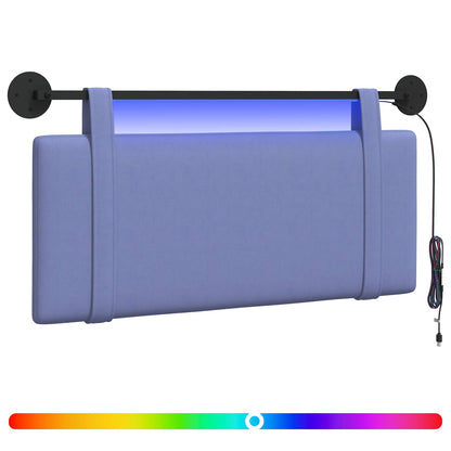 Hangend hoofdbord Met LED-verlichting Jeans Blauw Stof