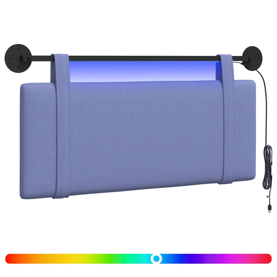 Hangend hoofdbord Met LED-verlichting Jeans Blauw Stof