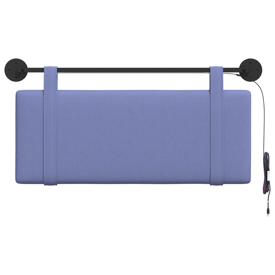 Hangend hoofdbord Met LED-verlichting Jeans Blauw Stof