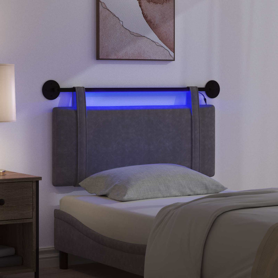 Hangend hoofdbord Met LED-verlichting Zwart Antiek PU