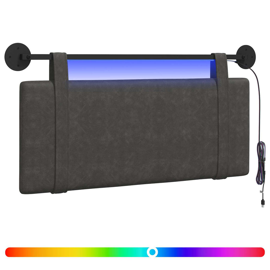 Hangend hoofdbord Met LED-verlichting Zwart Antiek PU