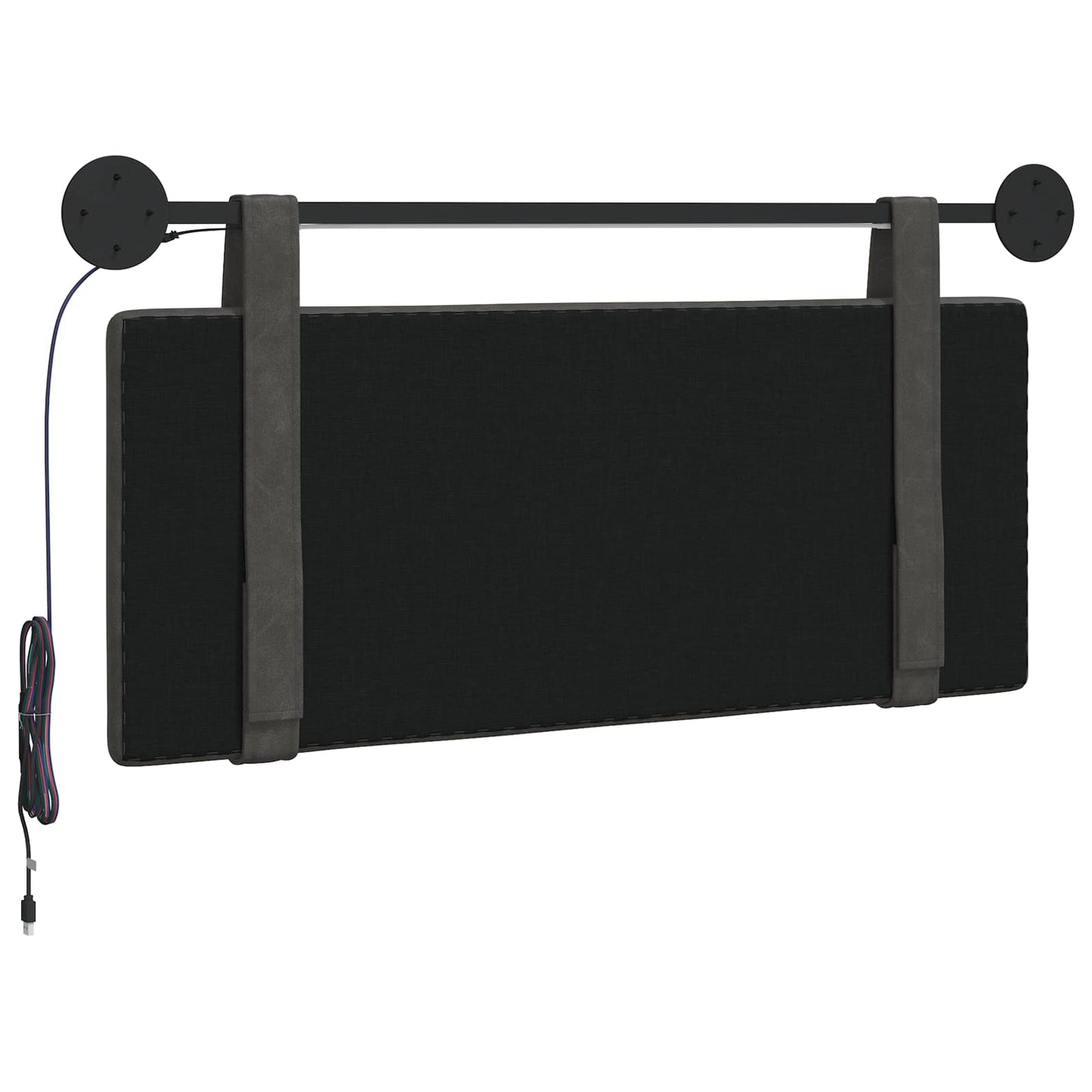Hangend hoofdbord Met LED-verlichting Zwart Antiek PU