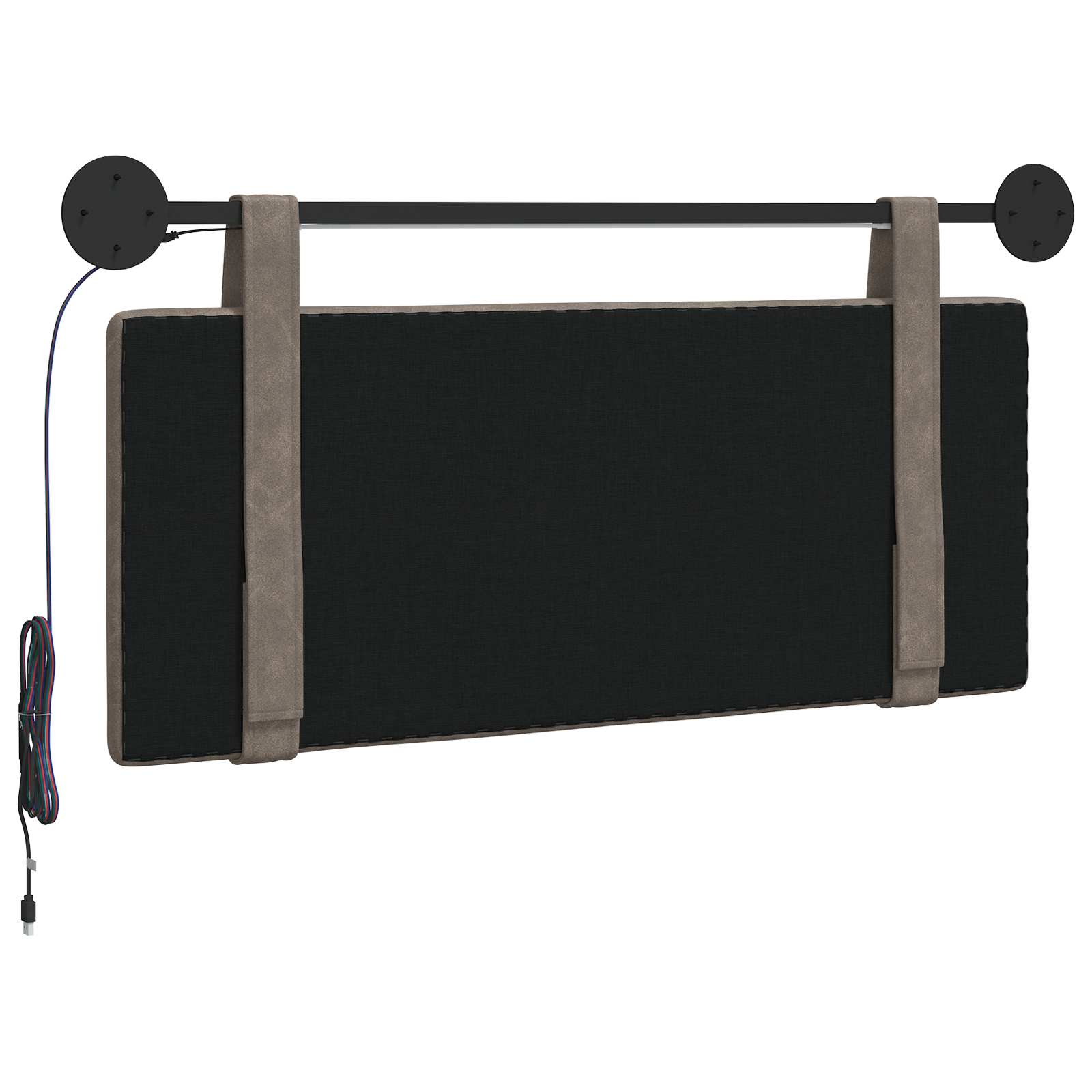 Hangend hoofdbord Met LED-verlichting Grijs Antiek PU