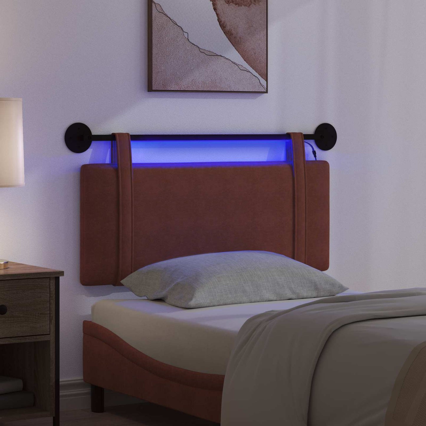 Hangend hoofdbord Met LED-verlichting Glanzend Bruin Antiek PU