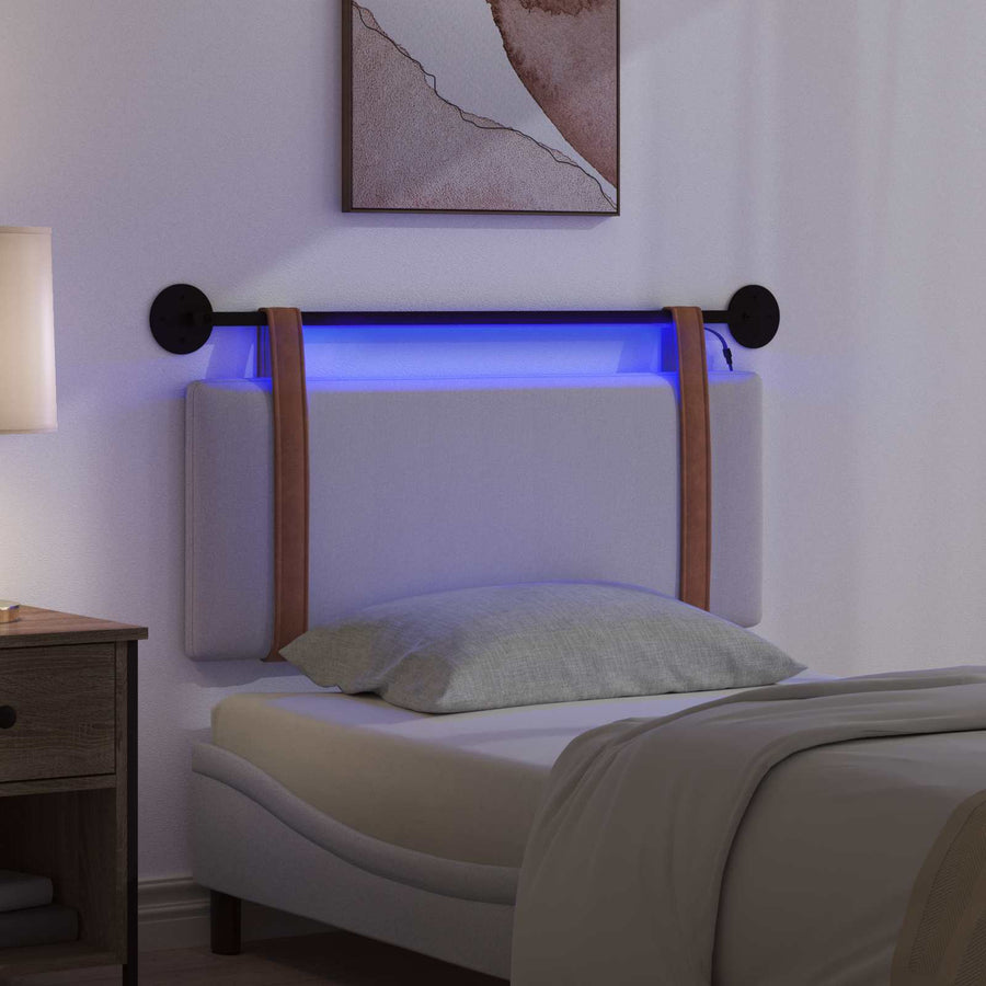 Hangend hoofdbord Met LED-verlichting Wolkengrijs Antiek PU