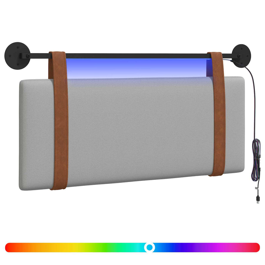 Hangend hoofdbord Met LED-verlichting Wolkengrijs Antiek PU