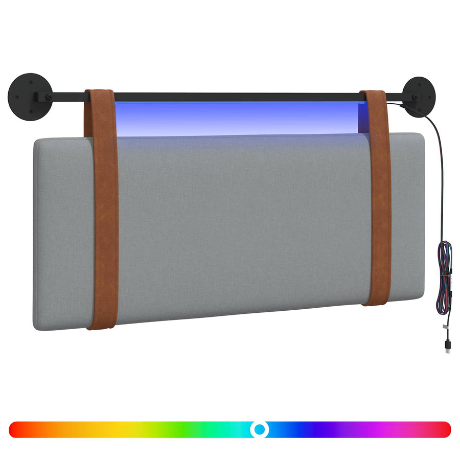 Hangend hoofdbord Met LED-verlichting Lichtgrijs Antiek PU