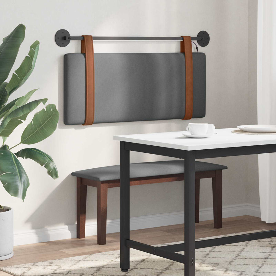 Hangend hoofdbord Met LED-verlichting Donkergrijs Antiek PU