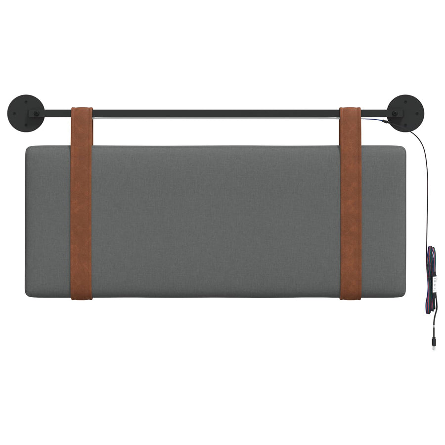 Hangend hoofdbord Met LED-verlichting Donkergrijs Antiek PU
