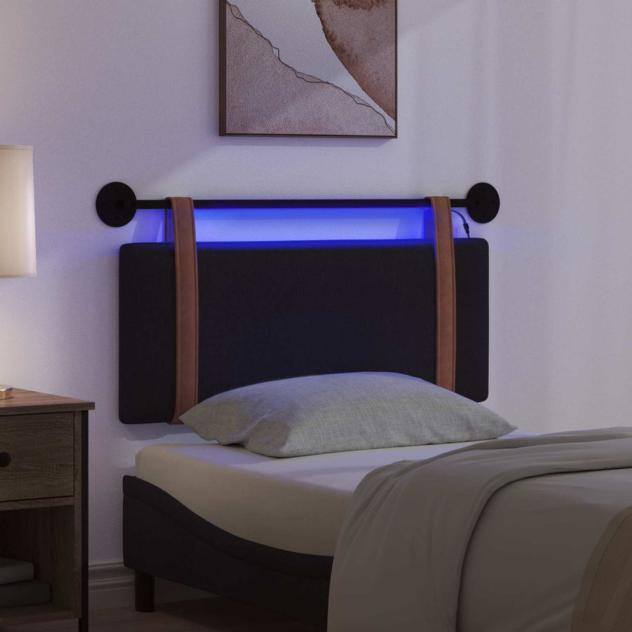 Hangend hoofdbord Met LED-verlichting Zwart Antiek PU