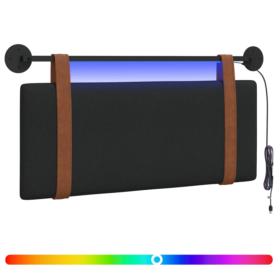 Hangend hoofdbord Met LED-verlichting Zwart Antiek PU