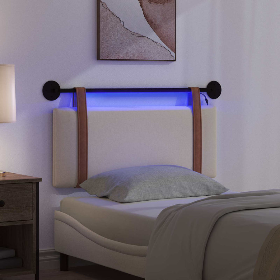Hangend hoofdbord Met LED-verlichting Crèmekleurig Antiek PU
