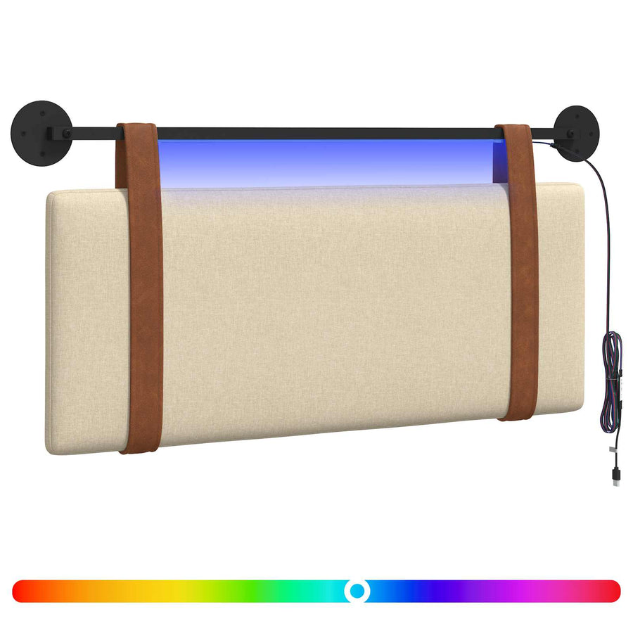 Hangend hoofdbord Met LED-verlichting Crèmekleurig Antiek PU