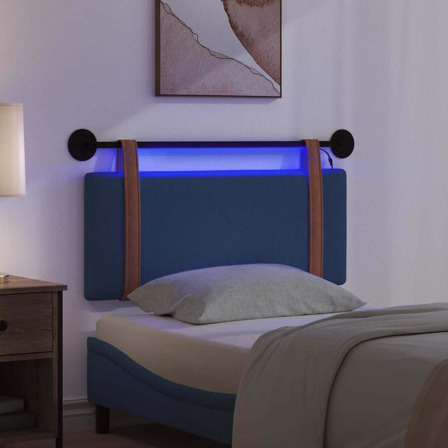 Hangend hoofdbord Met LED-verlichting Blauw Antiek PU