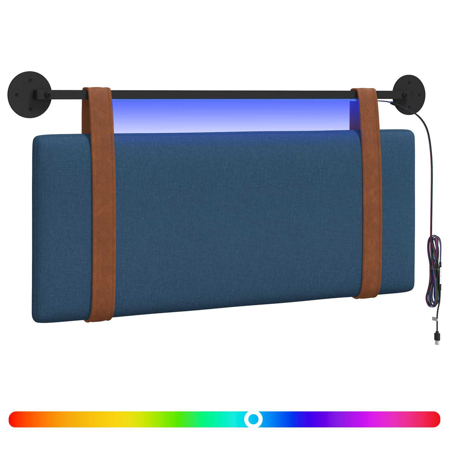 Hangend hoofdbord Met LED-verlichting Blauw Antiek PU