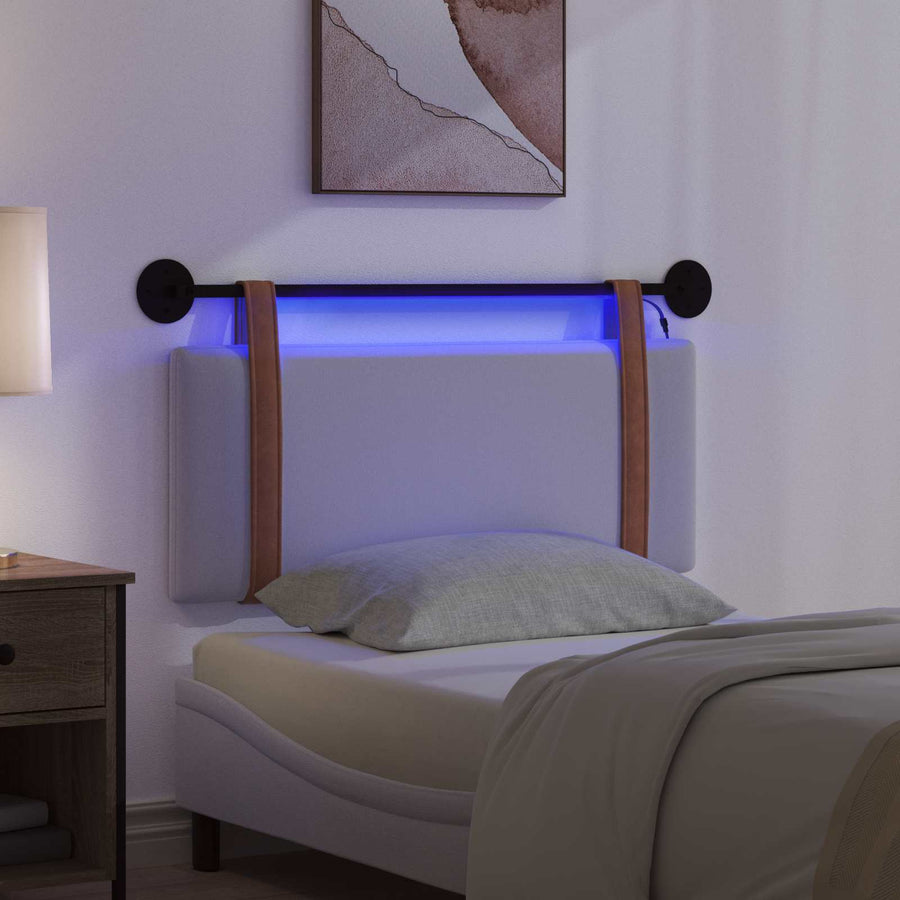 Hangend hoofdbord Met LED-verlichting Wit Antiek PU