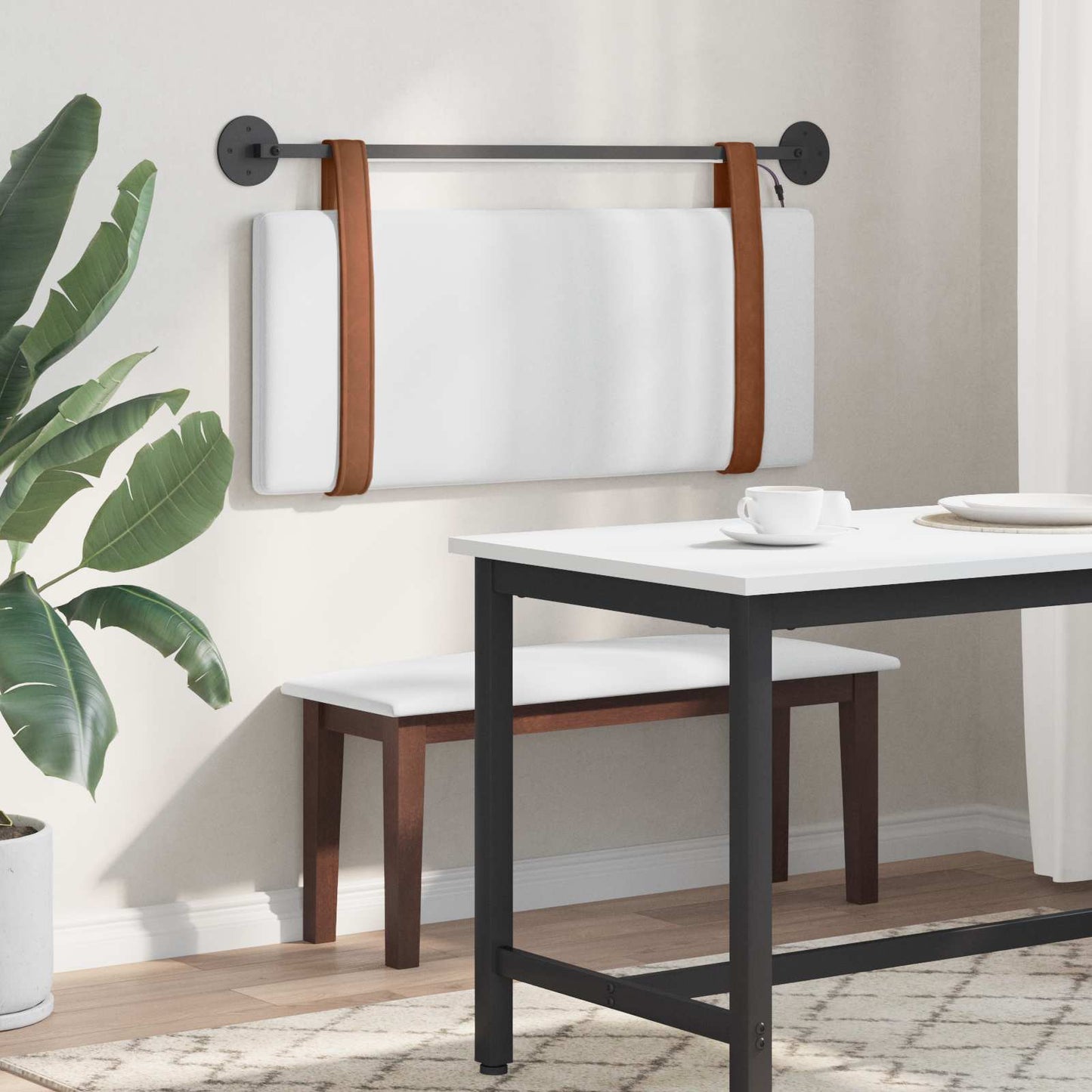 Hangend hoofdbord Met LED-verlichting Wit Antiek PU